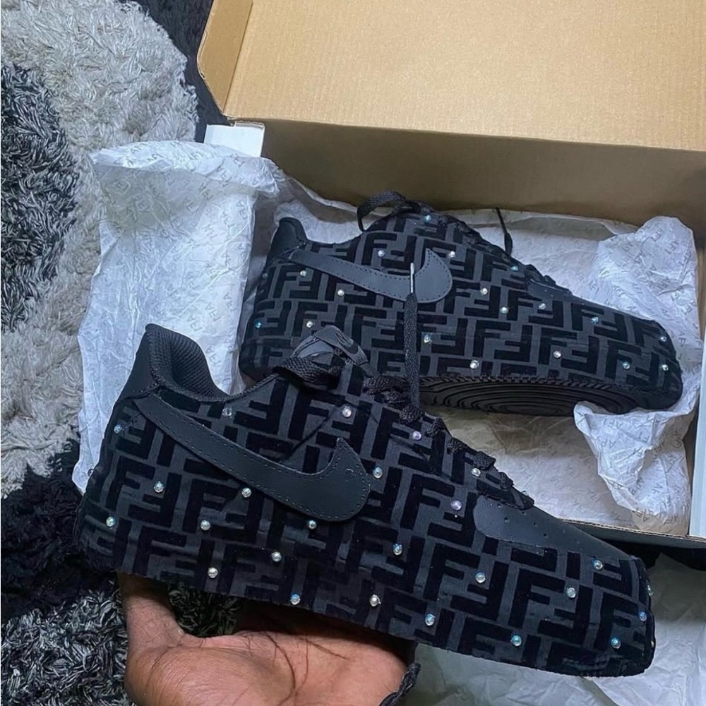 Fendi Custom AF1’s Monogram Black Sneakers